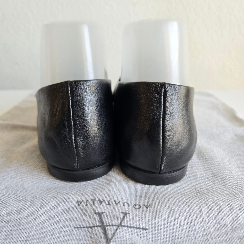Aquatalia Womens Black Leather Square Toe Flat Shoes Made in Italy Size 9M - Picture 5 of 11